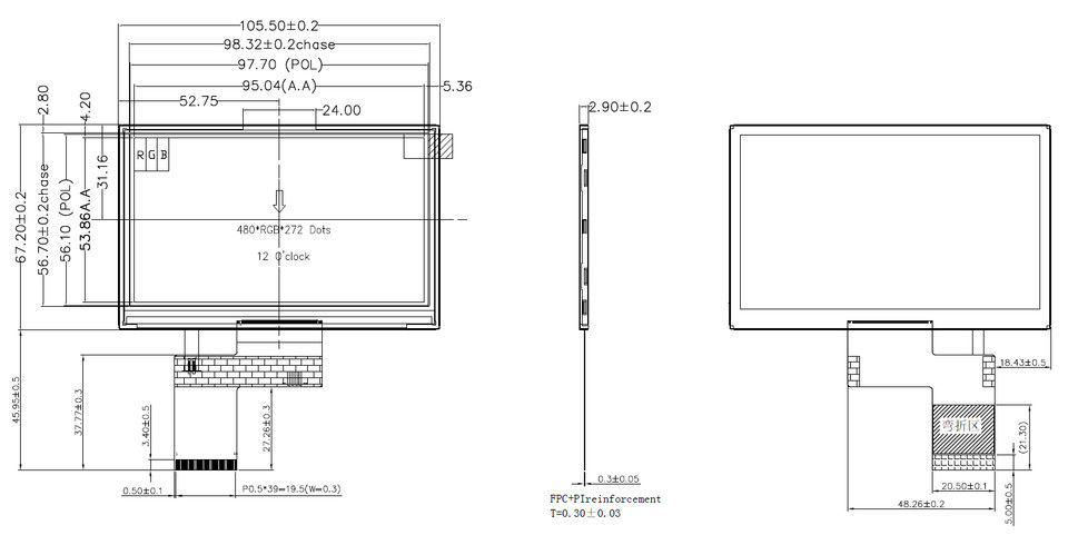 262K/65K Color TFT LCD Capacitive Touchscreen With CTP Touch Panel Type